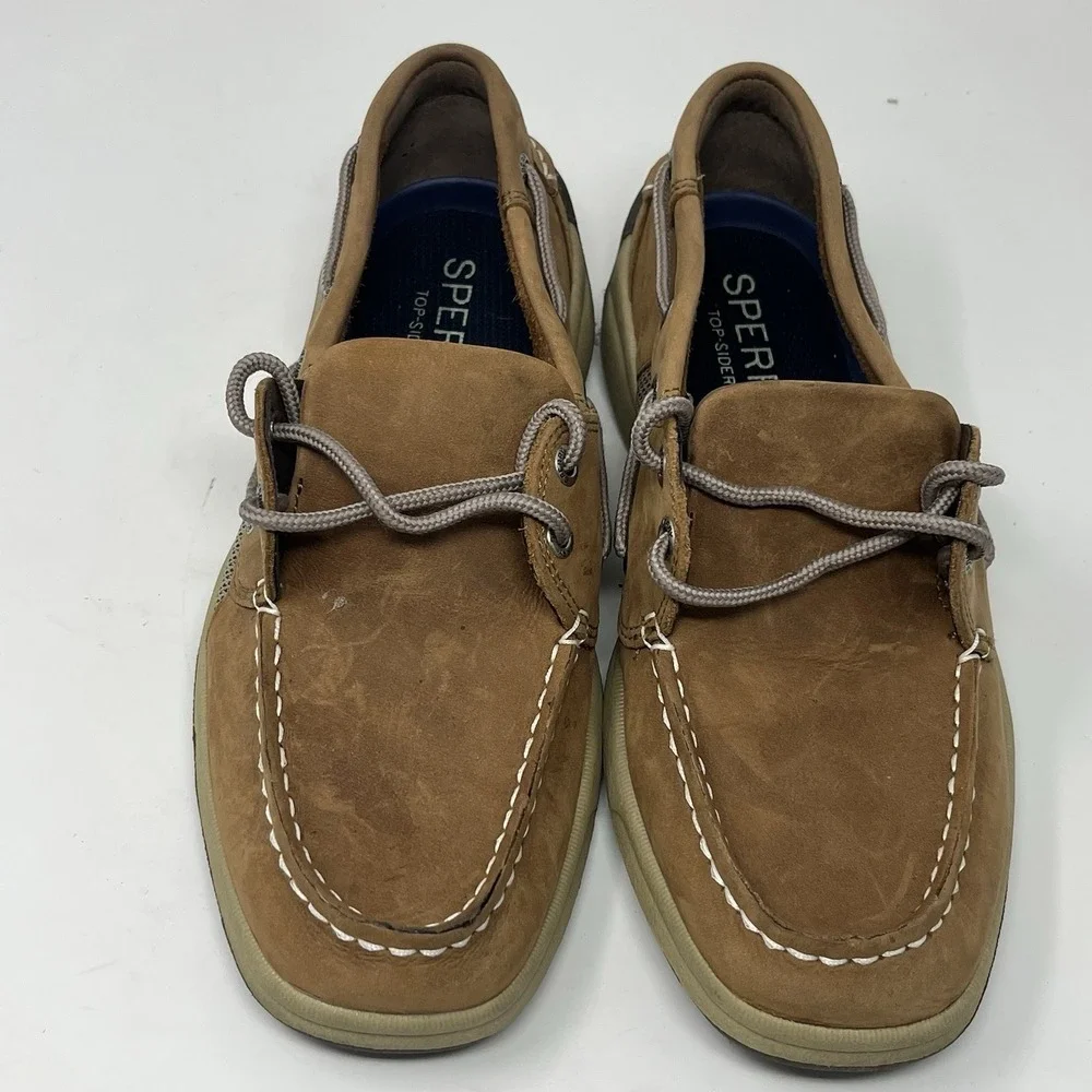 Sperry Top-Sider Men's Sahara Boat Shoes Size 8M- Brown Leather 2‎ Eyelids